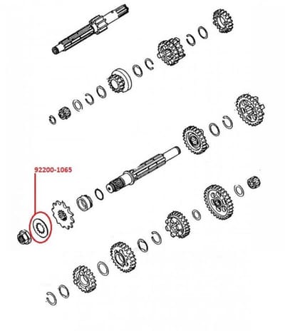 splined wasmachine versnellingsbak uitgang voor motor kawasaki 650 er6f 922001065 nieuw
