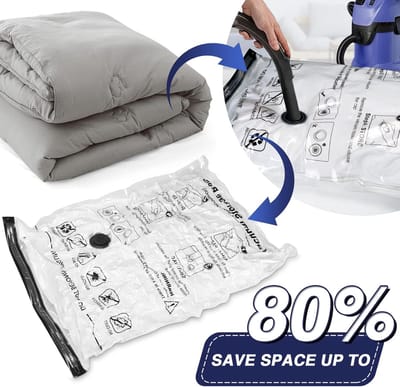 Famanu - Vacuümzakken voor dekbedden, 5 stuks, 3 jumbo, 100 x 80 cm, 2 groot, 80 x 60 cm, vacuümzakken voor kleding, herbruikbaar, voor op reis en dagelijks opbergen