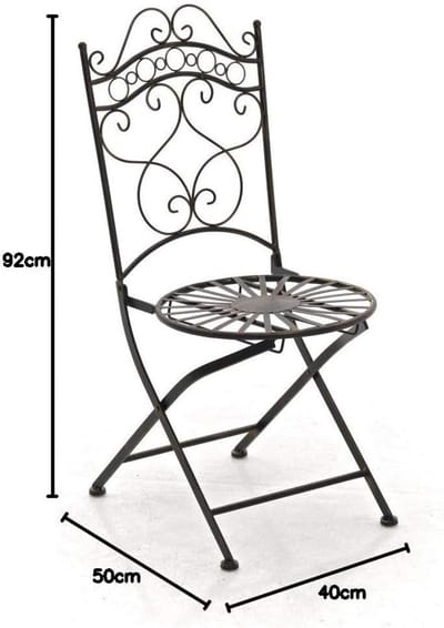 Tuinstoel Metaal - Klapstoel Nostalgisch - Buiten Zitten - Sierlijk Design - 92 cm - Brons