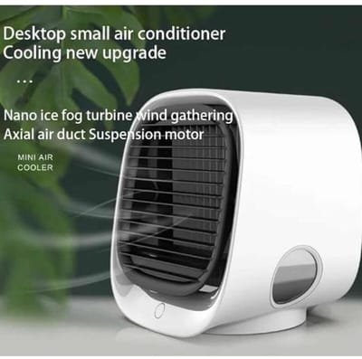 fan-Airconditioner, verdampingskoeler, mini-luchtkoeler met drie snelheden, draagbare airconditioner met nachtlampje, tafelventilator met luchtbevochtiger, geschikt voor thuis, kantoor en slaapkamer.