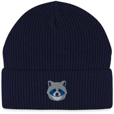 Geborduurde Wasbeer Kop Uniseks Bio Fisherman Beanie