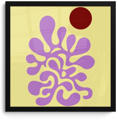 Poster in lijst - Fotolijst 40x40 cm - Posters - Koraal - Cirkel - Abstract - Geel - Posterlijst zwart - Decoratie - Wanddecoratie woonkamer - Muurdecoratie slaapkamer