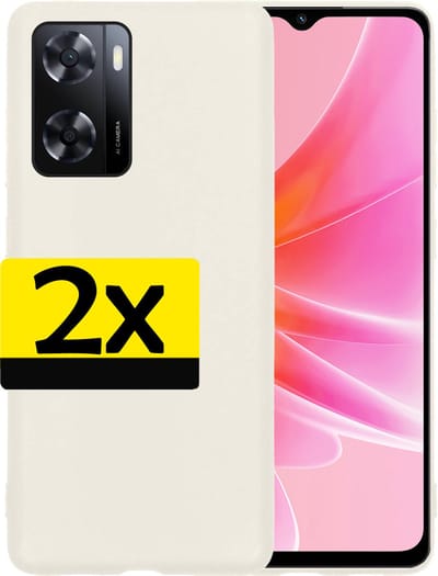 Hoesje - 2 Stuks - Geschikt voor OPPO A57s - Sterk & Shockproof - Case Siliconen - Back Cover - Telefoon Hoes - Telefoonhoesjes - Wit