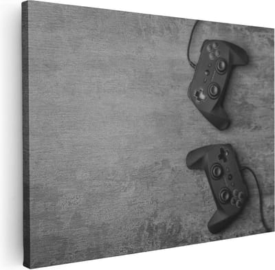 Artaza Canvas Schilderij Gaming - 40x30 cm - Klein - Wanddecoratie Mancave - Muurdecoratie Gamecontrollers - Kamer Accessoires
