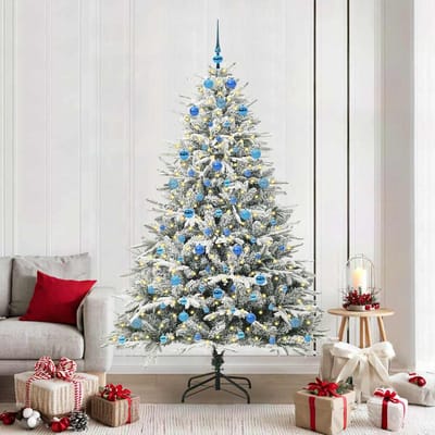 vidaXL - Kunstmatige - Voorverlichte - Kerstboom - met - Ballenset - Groen - 210 - cm