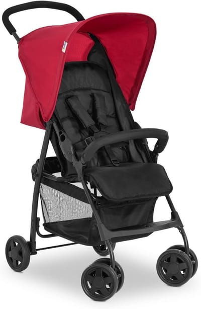 Lichtgewicht sportbuggy tot 18 kg – ligstand vanaf geboorte – compact inklapbaar – voorbeugel – grote boodschappenmand – rood