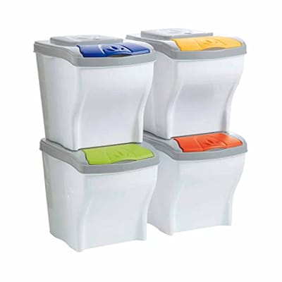 Set van 4 vuilnisemmers voor 20 vuilniszakken - Ideaal voor Afvalbeheer