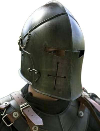 Middeleeuwse Helm - Ridders Barbute - Rollenspel Kostuums - Handgemaakt Staal - One Size - Zwart