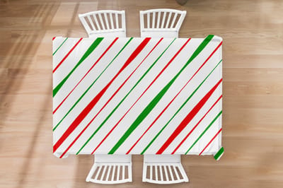 Kerst Tafelkleed - Kerstmis Decoratie - Tafellaken - Patronen - Kerst - Strepen - 200x130 cm - Kerstmis Versiering - Tafeldecoratie Kerstmis - Kerstdecoratie tafel - Tafelversiering