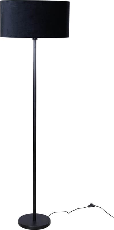QAZQA simplo shade - Moderne Vloerlamp | Staande Lamp met kap - 1 lichts - H 1515 mm - Zwart Goud - Woonkamer | Slaapkamer | Keuken