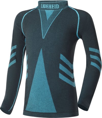 Ladeheid Kinderen Thermoshirt - Thermo ondergoed – Jongen - Meisje - Thermokleding - Longsleeve – Zwart/Turquoise – 146-152 – LA-LA40-KIDS-Top