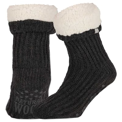 Wollen huissokken - Unisex - Antislip - Antraciet - Antraciet / 43/46