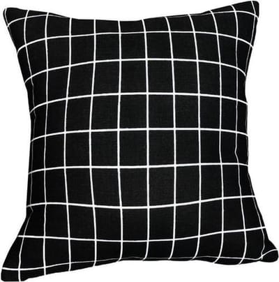 QUVIO Kussensloop 45 x 45cm Vierkantjes / Kussenhoesjes / Kussenbeschermer / Omtrek kussen - Zwart