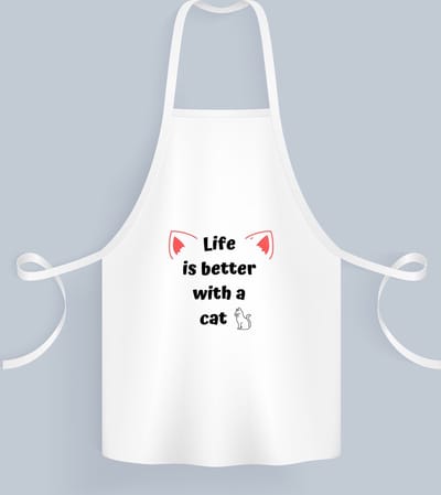 Akyol - life is better with a cat Keukenschort - Katten - katten liefhebbers - verjaardag - cadeau - kado - geschenk - 82 bij 71 cm