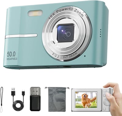 Camera - Digitale Camera - Vintage Aesthetic Fototoestel - 50MP FHD 1080P Compactcamera - 16X Zoom & Autofocus - Inclusief Beeldstabilisatie - Perfect voor Beginners & Tieners - groente