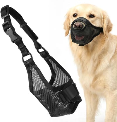 Dailygoods- Hondenmuzel Ademend - Nylon Muilkorf - Verstelbare Bandjes - Maat M - Omvang 22-24 cm - Comfortabel voor Honden - Hondenmuilkorf