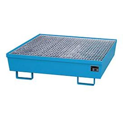 BAUER AM-4/A opvangbak, met rooster, staal, 245 l, B 1200 x D 1200 x H 335 mm, blauw