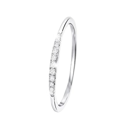 Lucardi Dames Ring met 11 diamanten (0,06ct) - Ring - Cadeau - 14 Karaat Goud - Witgoud