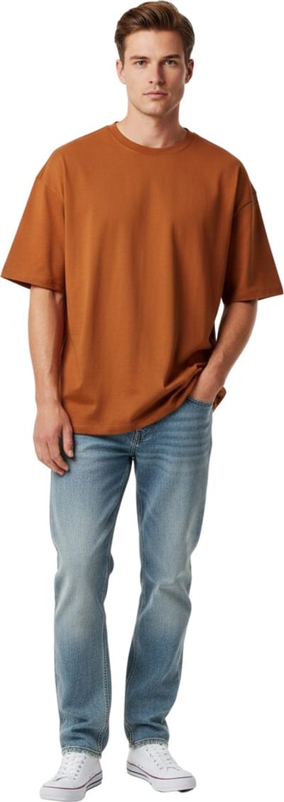 Stiffy Oversized Heren Shirt - Licht Bruin - Katoen - T-shirt - Lang - Zwaar