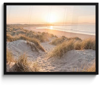 Poster in lijst - Fotolijst 80x60 cm - Posters - Duinen - Strand - Zee - Posterlijst zwart - Decoratie - Wanddecoratie woonkamer - Muurdecoratie slaapkamer