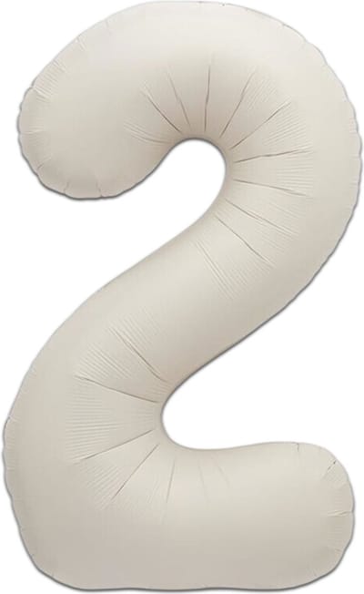 LUQ - Cijfer Ballonnen - Cijfer Ballon 2 Jaar Creme XL Groot - Helium Verjaardag Versiering Feestversiering Folieballon