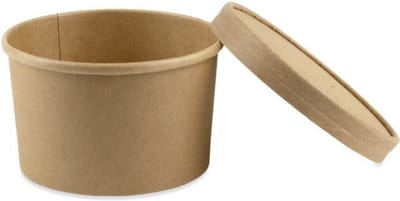 Soepbeker met deksel - Soepbekers - van Kraftpapier - 100% composteerbaar - Eco Friendly Paper - BIO - Restaurant - Take-Outs - take away - Disposable - Soup Bowls - To Go - Lunch - Picknick - Diner 500 ml - 100 stuks