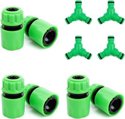 Set van 4 Y-vormige water slangconnectoren en 6 slangkoppelingen 1/2 inch voor tuinirrigatie, snelle aansluiting en schoonmaken