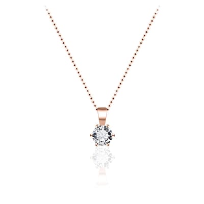 Gisser Jewels - Hanger excl. Collier - Solitaire gezet met Zirkonia - 5mm Breed - Roségoud Verguld Zilver 925
