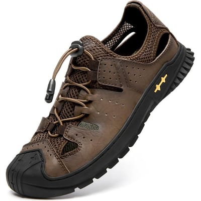 Sandalen Heren Nieuwe Zomer Heren Casual Schoenen Authentiek Leer Teenbox Holle Sandalen Heren Modieuze Zachte Zool Strandschoenen Heren 44 black