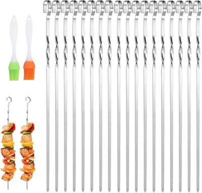 Roestvrijstalen Grillspiesen voor Kebab en Shashlik - Herbruikbare Spiesen voor Barbecues, Vlees, Groenten en Campfire Gerechten