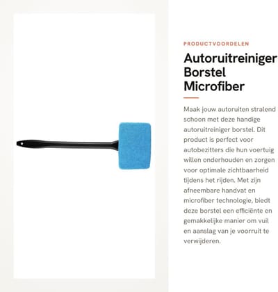 Dailygoods- Autoruitreiniger Microfiber - Ruitenwisser - Borstel - Ergonomische Handgreep - Lichtgewicht - Afmetingen 12,5 x 8,5 cm - Ruitensproeier