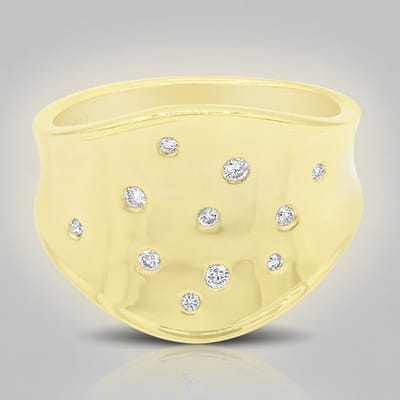 Cavill - Zilveren ring met I1 G Afrikaanse Diamanten 0,105 ct - 925 Sterling Zilver Verguld - Elegante ronde briljanten in stevige bezelzetting