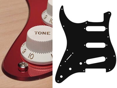 Boston SL-213-MR pickguard, Stallion, standard, SSS, 3 pot holes, 3-5 switch, lefthanded, 2 ply, mirror red