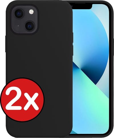Hoesje - 2 Stuks - Geschikt voor Apple iPhone 13 Mini - Sterk & Shockproof - Telefoonhoes - Back Cover - Case Siliconen - Telefoon Hoes - Zwart