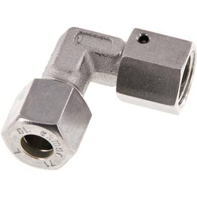 M14x1.5 x 8L RVS Verstelbaar L-Knelfitting 90 graden met Afdichtconus en O-ring 315 Bar DIN 2353 - FL2E-NO-STFP-14-08-LO