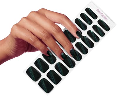 Pink Gellac UV Nagelstickers - Gellak Stickers 0019 Cat Eye Black Onyx - Nail Art Stickers voor Nagels - 20 stuks in 10 maten