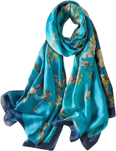 Dames satijnen sjaals, bedrukte sjaal, luipaardprint omslagdoek, satijnen sjaal, mooie bloemensjaal, lange sjaal