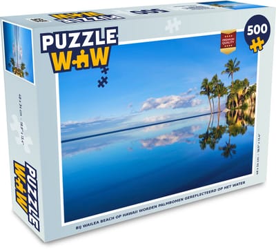 Puzzel Bij Wailea Beach op Hawaii worden palmbomen gereflecteerd op het water - Legpuzzel - Puzzel 500 stukjes