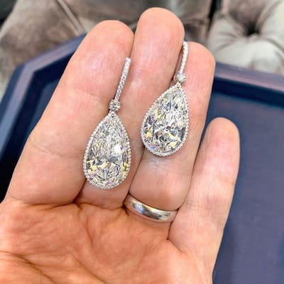 POMOiii Transparante Peer Zirkoon Dangle Oorbellen Voor Vrouwen Luxe Elegante Bruiloft Verlovingsfeest Oorsieraden gray