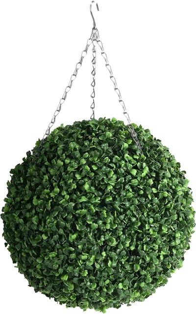 Kunstplant Topiary Ball - Voor Binnen & Buiten - LED-verlichte Decoratieve Plant - Met Afstandsbediening - groen-40cm