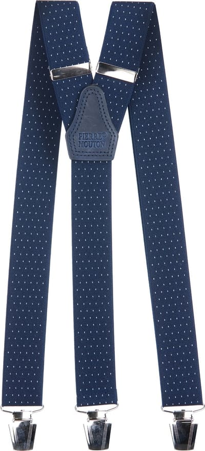 Pierre Mouton - Pin-point Bretel - Bretels - Volwassenen - Heren - Donkerblauw - 120cm - 3 brede clips - M - L