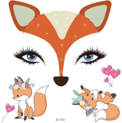 Hiden - Dieren Gezicht Tattoo - Plak tattoo Volwassenen - Neptattoo Volwassenen - Plak tattoo - Kinderen - Schmink - Gezichts Stickers Carnaval | Vos