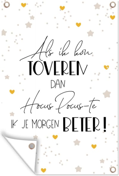 Muurdecoratie Beterschap - Spreuken - Hart - Hocus pocus - 120x180 cm - Tuinposter - Tuindoek