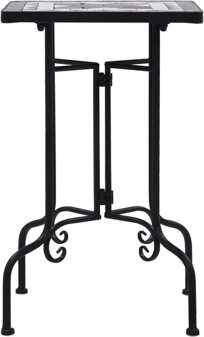 Keramische bijzettafel - Mozaïek tafel - Buitenmeubilair - Weerbestendige mozaïekplaat - 35x35x56 cm - Zwart wit