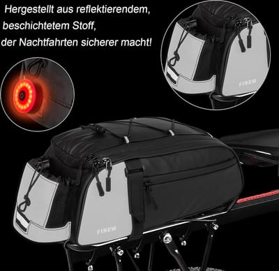 2-in-1 Fietstas voor Bagagedrager - 12 Liter - Waterdicht en Reflecterend - Multifunctionele Tas met Rugzakfunctie en Regenbescherming
