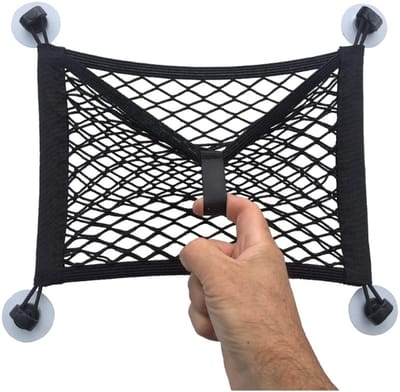 Famanu – Set van 2 zelfklevende opbergnetten zonder boren – 35 x 30 cm – Voor bedrijfsvoertuigen, campers, caravans, boten en andere voertuigen