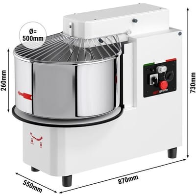 GGM Gastro Teigknetmaschine - 53 Liter / 44 kg - 2 Geschwindigkeiten - Kessel abnehmbar & Rührwerk aufklappbar - Timerfunktion