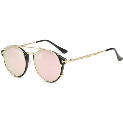 Lunettes de soleil à clipser pour hommes, style steampunk, pour femmes, style vintage rétro, UV400 white