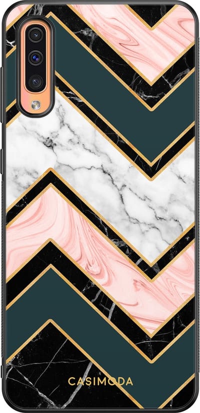 Casimoda® hoesje - Geschikt voor Samsung Galaxy A50 - Marmer Triangles - Zwart TPU Backcover - Marmer - Multi
