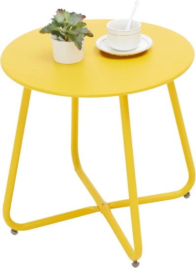 Ronde Metalen Bijzettafel voor Buiten, Tuin of Balkon - Weerbestendig en Draagbaar